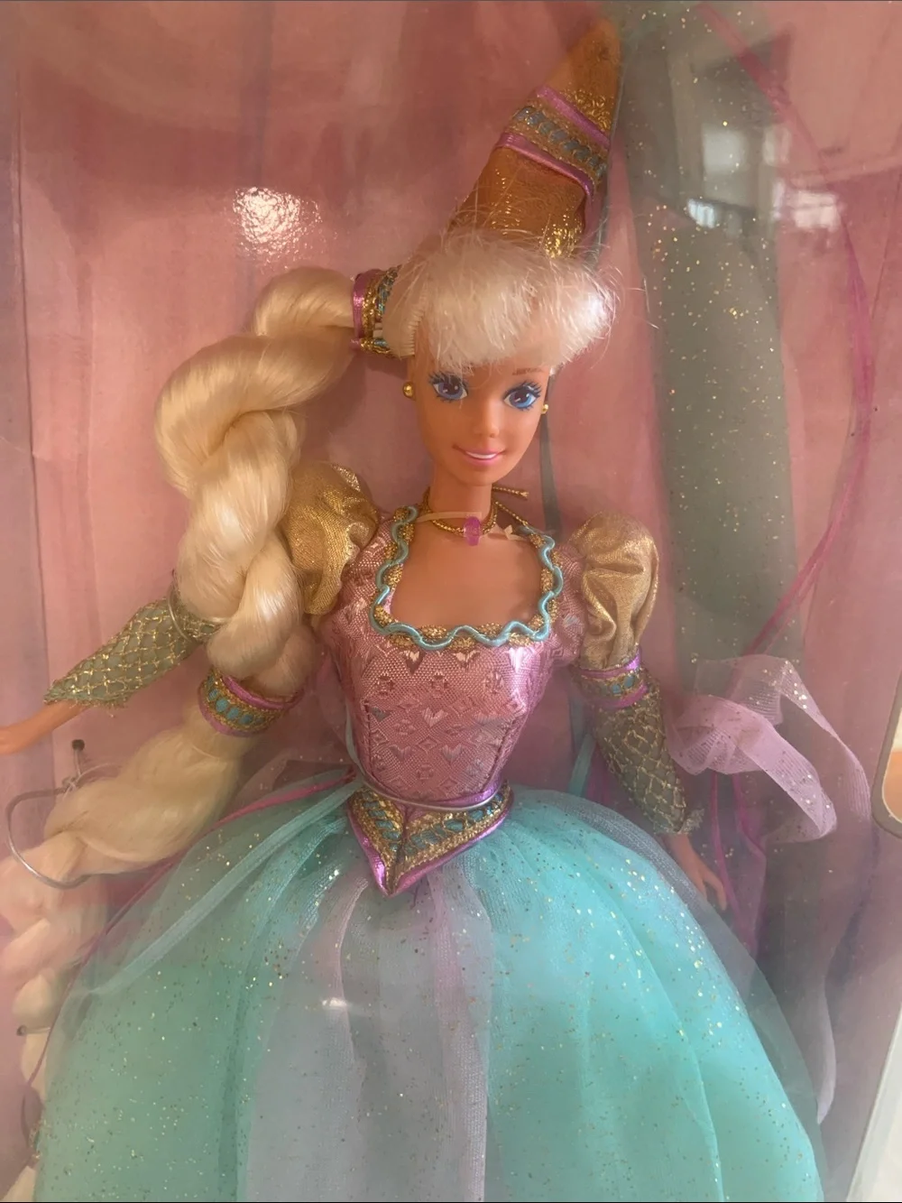 Barbie Rapunzel Princess Doll in Pink and Teal-Green Gown